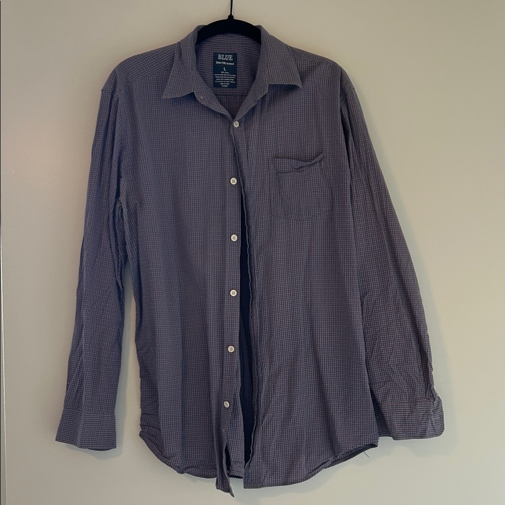 Saks Fifth Avenue Purple Checkered Button Down Shirt